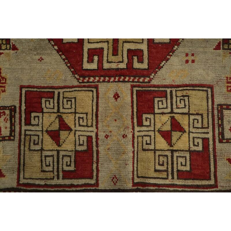 Hand Knotted Oriental 100% Wool Carpet Traditional Tribal Beige & Ivories Kazak Area Rug - 7' 11'' X 4' 11''