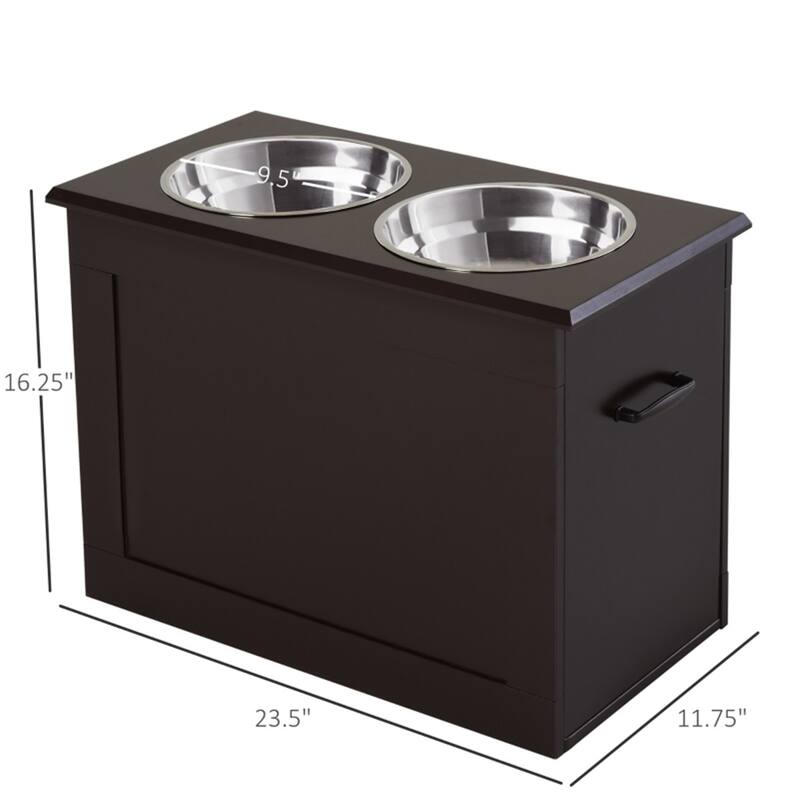 Dog Bowls, Pet Feeding Storage with Hollow Handles - 23.5"L x 11.75"W x 16.25"H