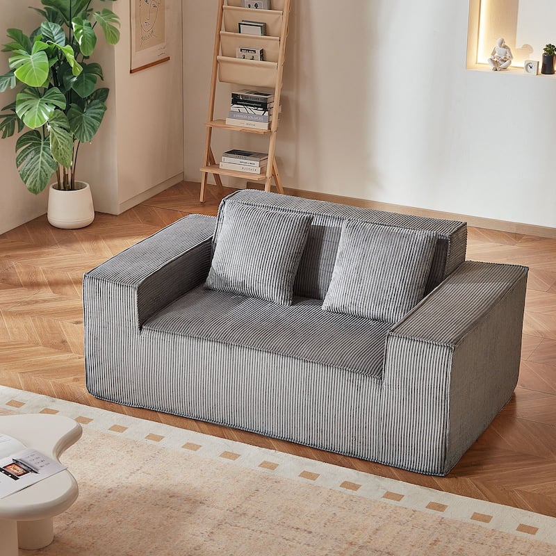63” Wide Space-Saving Corduroy Loveseat Sofa 2-Seater Couch with High-Resilience Cushions - 63” x 37” x 28.3”