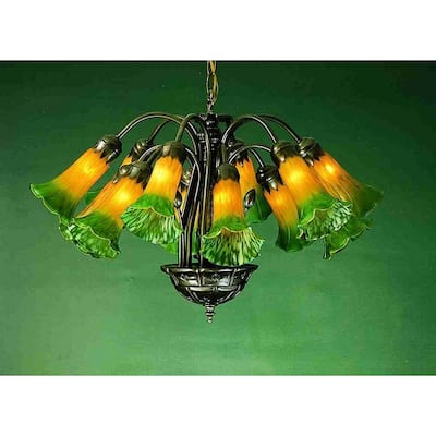 Meyda Tiffany Lilies 12 Light Single Tier Chandelier with Tiffany