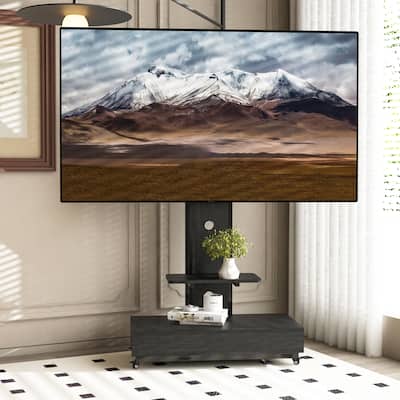 Mobile TV Cart for 32-75 inches,Floor Stand with Mount on Lockable Wheels
