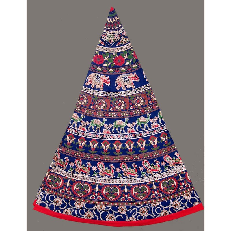 Cotton Powerful Elephant Mandala Floral Tablecloth Round - 81-in Round