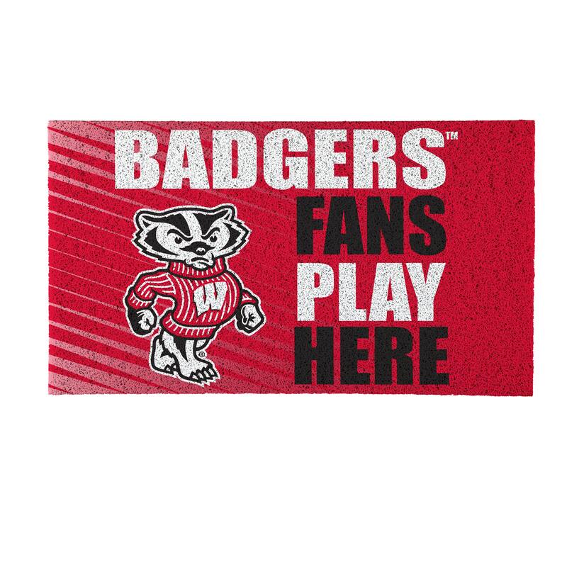 28 in. x 16 in. University of Wisconsin-Madison "Fans Play Here" PVC Door Mat