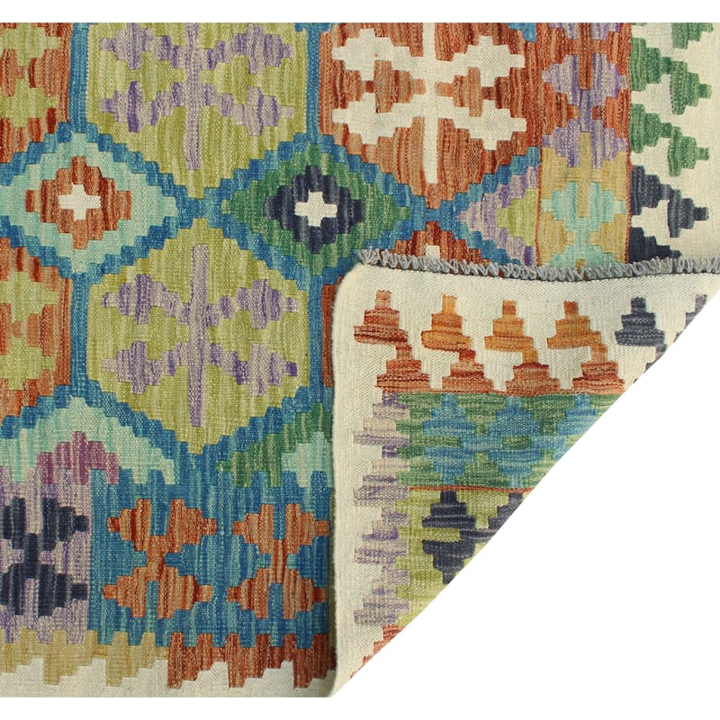 Flatweave Nkosazan Rust/Blue Rug - 6'6" x 9'9"