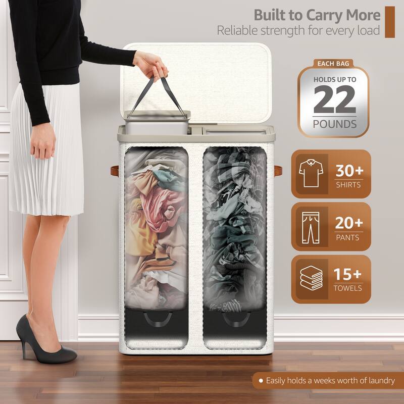 Sorbus 1-Compartment Laundry Basket with Removable Laundry Bag, Durable Organizer for Bathroom - 16.5" W x 12.5" D x 29.5" H