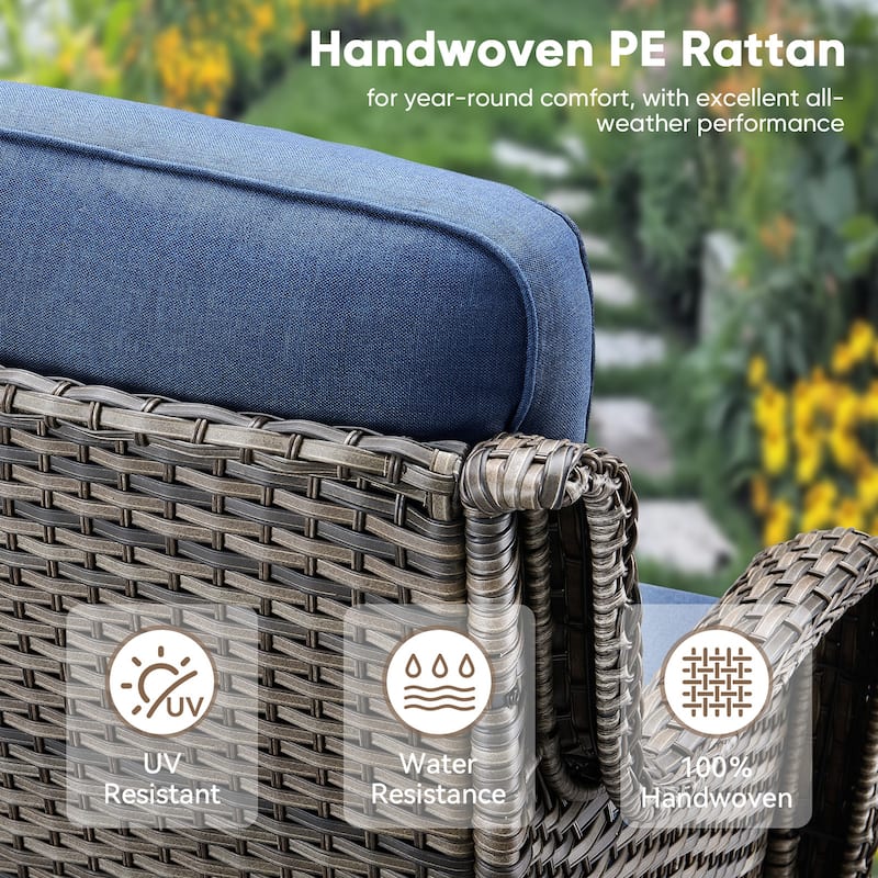 Outdoor Swivel Patio Wicker Chairs High Back Set of 2