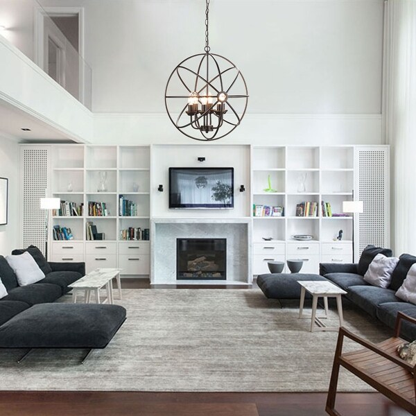 CO-Z 6-Light Industrial Sphere Chandelier, Oil Rubbed Bronze. Opens flyout.