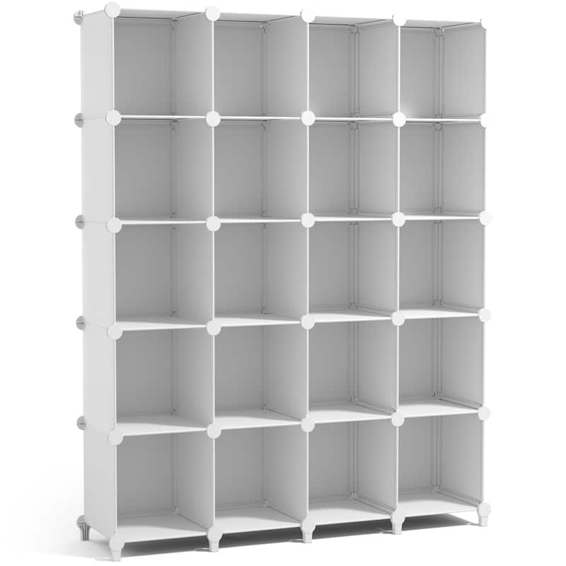Sorbus Cube Storage Organizer – Waterproof Cubby Shelf for Closet, Toys, Books, Shoes, Décor – Space-Saving Bookshelf - 20 Pack - White