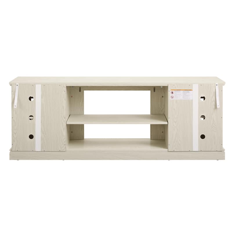 70" Modern TV Stand with 2-Door Storage, Faux Stone Media Console Cabinet, Large Entertainment Center for Living Room