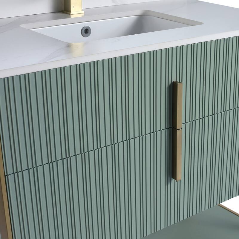 Fine Fixtures Serenity Modern Bathroom Vanity with White Carrara Stone Top