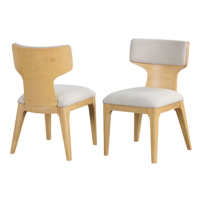 Furniture of America Wayley Modern Solid Wood Curved Back Padded Dining Chair (Set of 2) - Natural