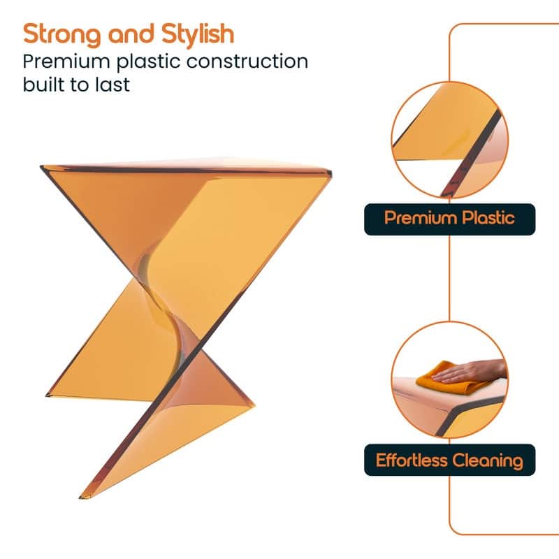 Randolph Modern Indoor Lightweight Side Table with Triangular Curved Design Accent End Table for Home Living Room or Bedroom