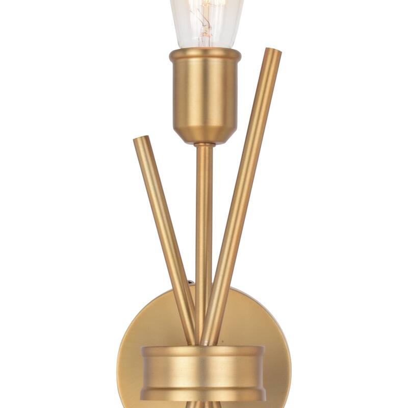 Estelle 2 Light Natural Brass Mid-Century Modern Reversible Wall Sconce - 4.75-in W x 16.75-in H x 5-in D