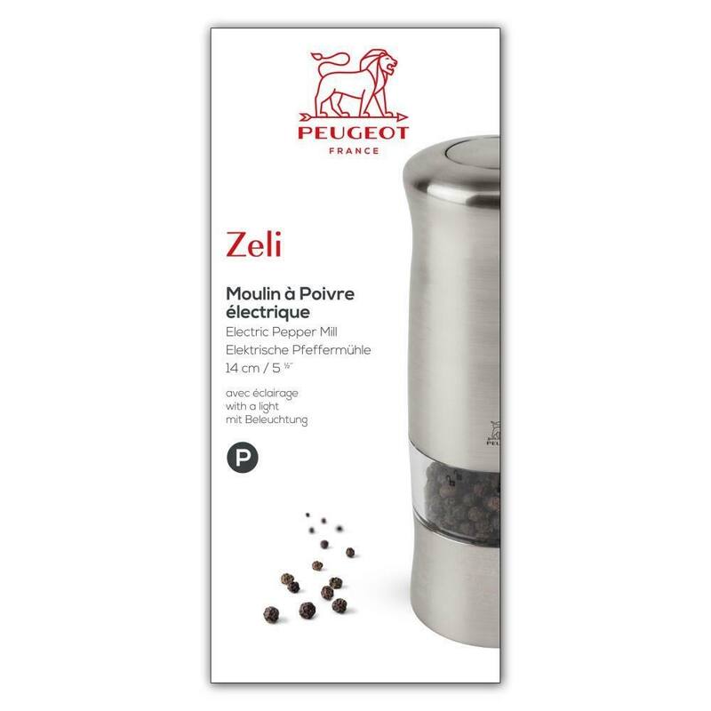 Peugeot Zeli Electric 5.9 Inch Pepper Mill, Brushed Chrome