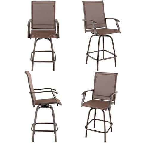 Gymax 4PCS Patio Swivel Bar Stools Chairs 360 Rotation Barstool