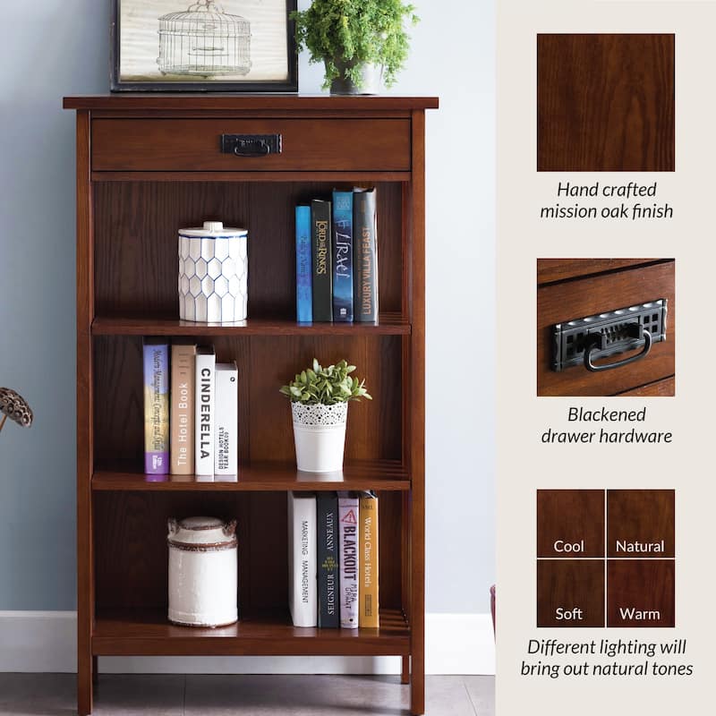 Leick Home Mission Mantel Height Bookcase with Slatted Sides
