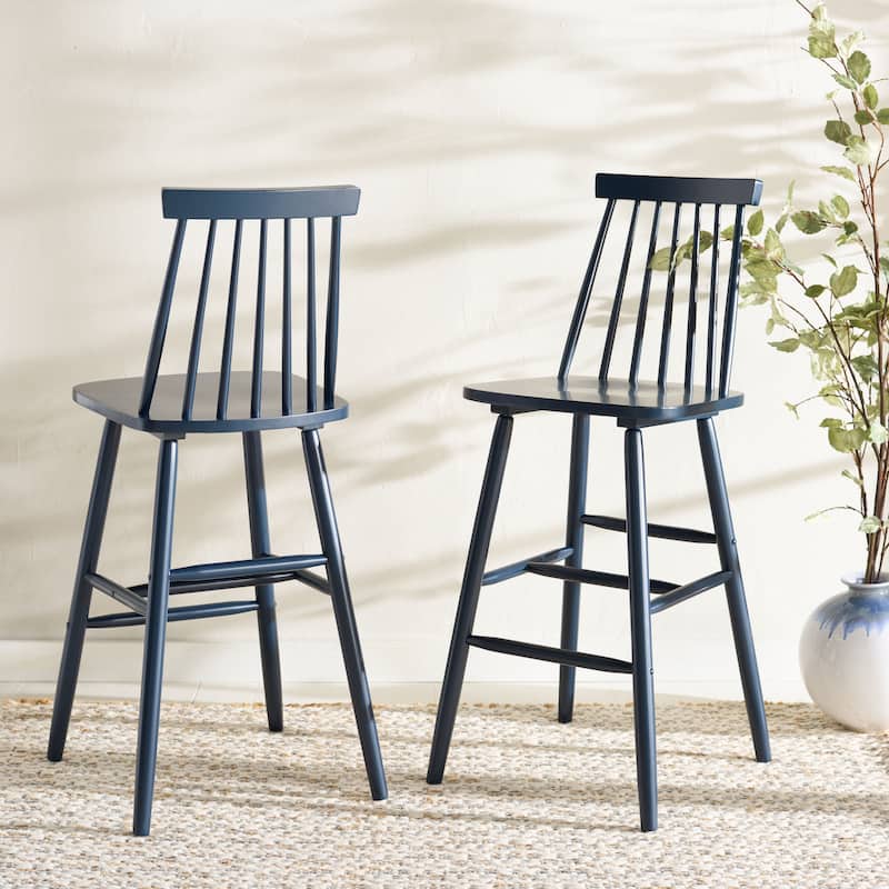 SAFAVIEH Zillah 24-inch Spindle Farmhouse Counter Stool (Set of 2) - 17.7" x 20.5" x 39.1" - 18"W x 21"D x 39"H