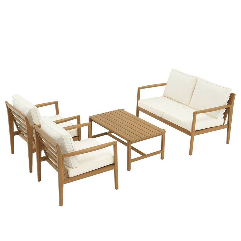 Outdoor 4 Piece Leisure Solid Wooden Chair Set