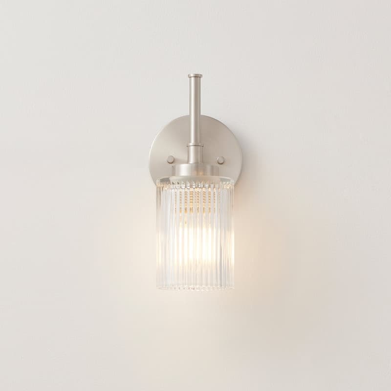 KAWOTI 1- Light Ribbed Glass Wall Sconce (W5" * H11.5" * D6")