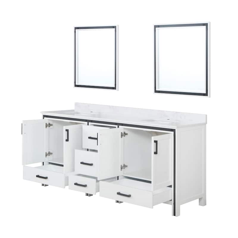 Ziva Bath Vanity, White Quartz Top and Mirrors