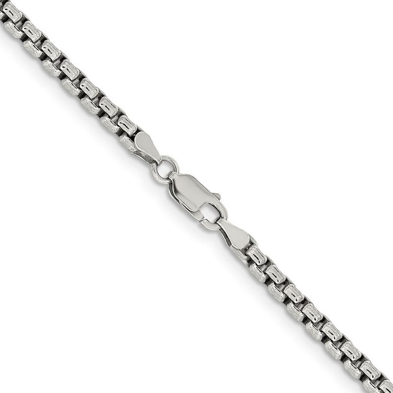 Curata 925 Sterling Silver 3.6mm Round Box Chain Necklace For Men