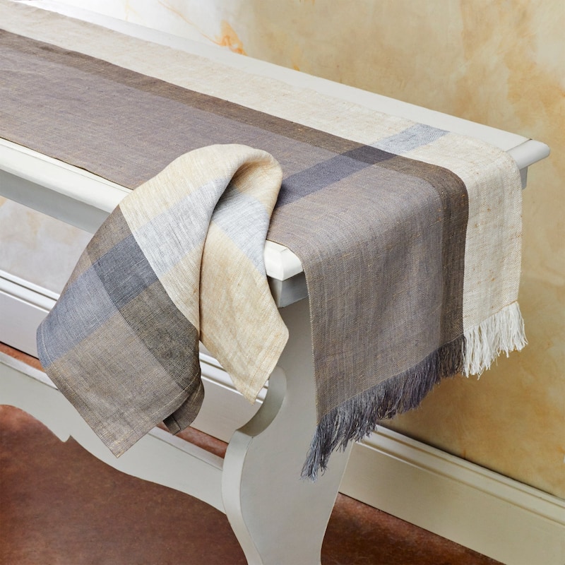 SERENE 100% Flax Linen Table Runner | Handmade | Fairtrade | Upcycled | Nature-Inspired Decor by Sustainable Threads