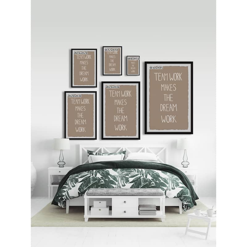 'Team Work Dream Work' Framed Painting Print