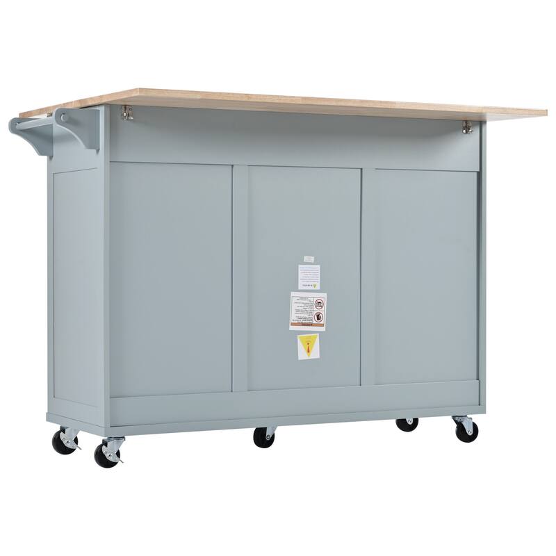 Kitchen Island with Foldable Counter Top, Kitchen Storage Cart with Towel Rack Drawer, Rolling Kitchen Cart on Wheels