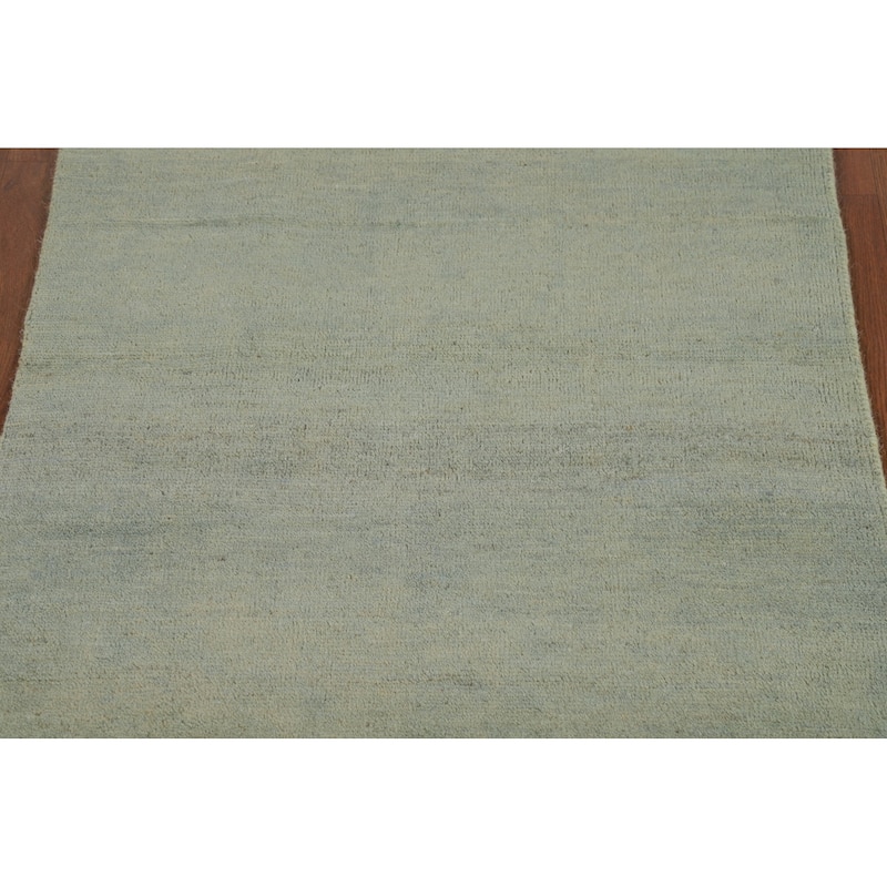 Gabbeh Modern Foyer Rug Hand-Knotted Solid Wool Carpet - 2'8"x 4'1"