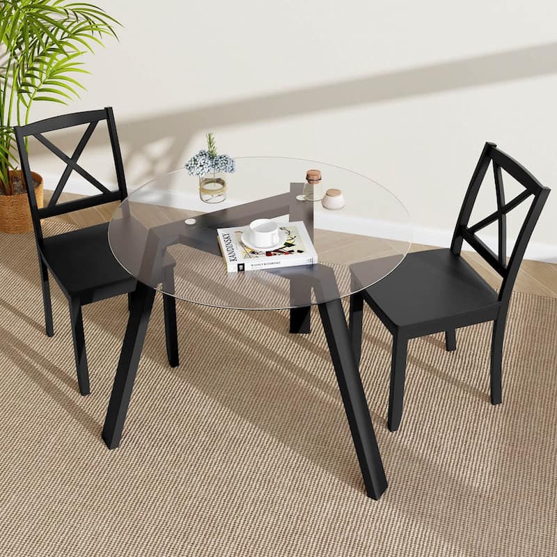 Costway 36" Round Glass Dining Table for 4 with Tempered Glass - See Details