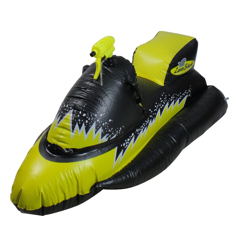 51" Yellow and Black Shark Inflatable Wet-Ski Pool Squirter with Gripped Handles - N/A