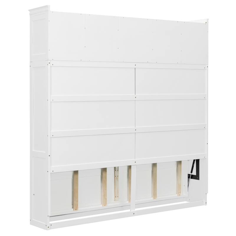 Roomfitters Queen Murphy Wall Bed with Top Cabinets and Wine Rack Storage Plywood