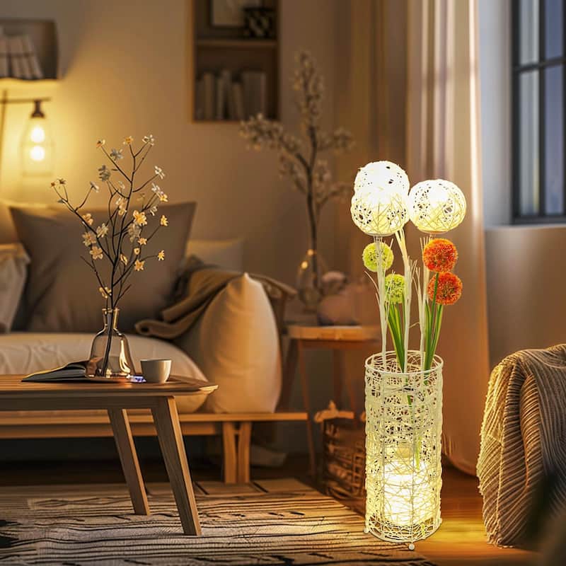 Modern Pastoral Decorative Rattan Standing LED Tree Light