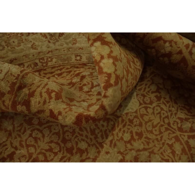 Hand Knotted Oriental 100% Wool Carpet Traditional All-Over Oranges & Rust Ziegler Area Rug - 5' 2'' X 5' 2''