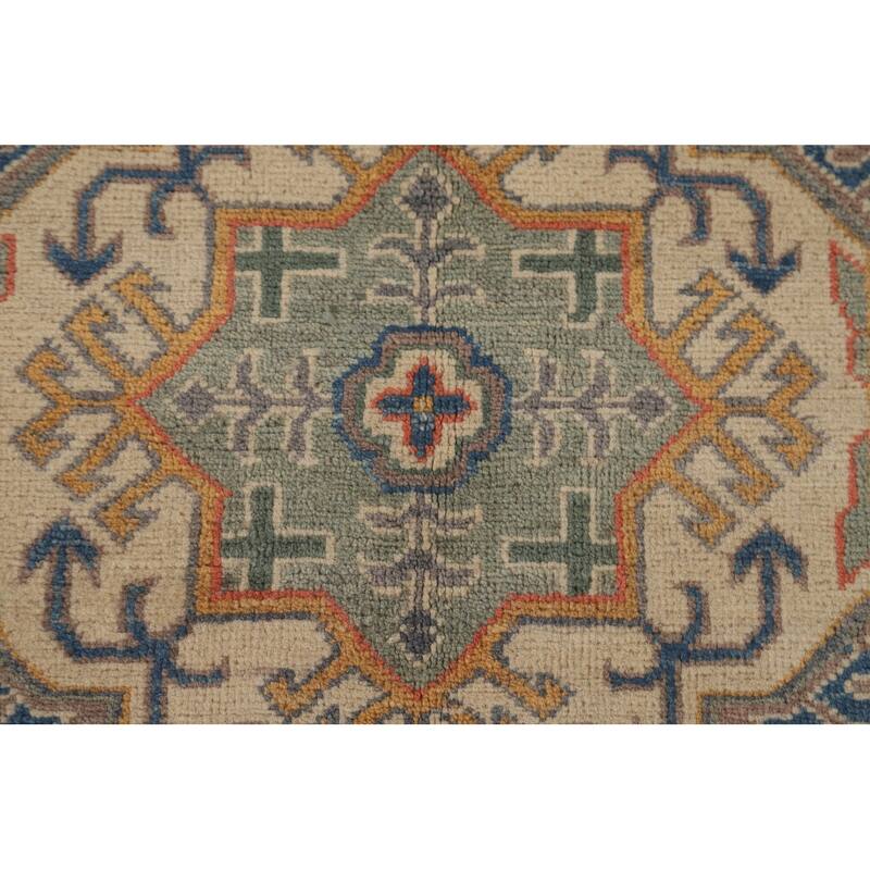 Blue Kazak Living Room Area Rug Handmade Wool Carpet - 6'8" x 9'9"