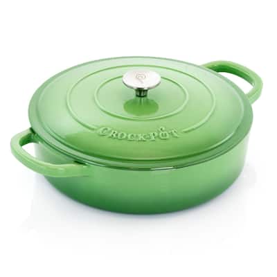 Crock Pot Classics 5Qt Ombre Enamel Cast Iron Braiser Pan Lid