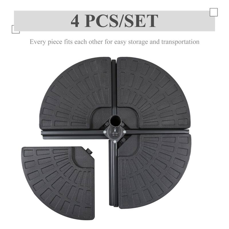 Heavy Duty 4 Piece Umbrella Base Weight Set for Offset Cantilever and Market Umbrellas Black HDPE Outdoor Patio Garden