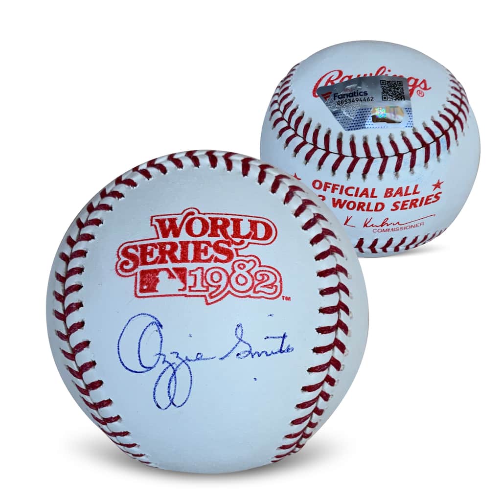 Ozzie Smith Autographed 1982 World Series Signed Baseball Fanatics Authentic COA With UV Display Case - 8'6" x 11'6"
