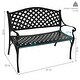preview thumbnail 7 of 6, Sunnydaze 2-Person Black Checkered Cast Aluminum Outdoor Patio Garden Bench