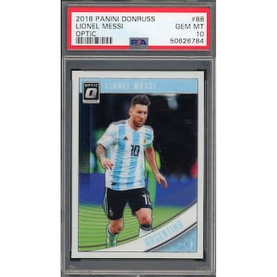 Lionel Messi 2018 Panini Donruss Optic Soccer Card #88 Graded PSA 10 - 8'6" x 11'6"