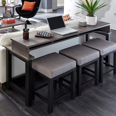 Tanners Creek Grey Console and Stools 4 Piece Bar Table Set
