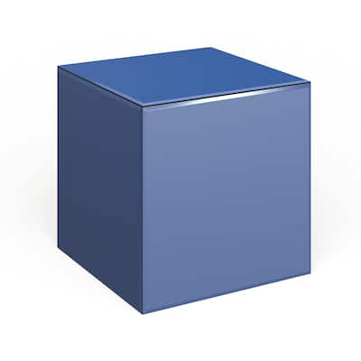 Allan Andrews Silver Orchid Blue Mirrored Barrett Accent Cube Table