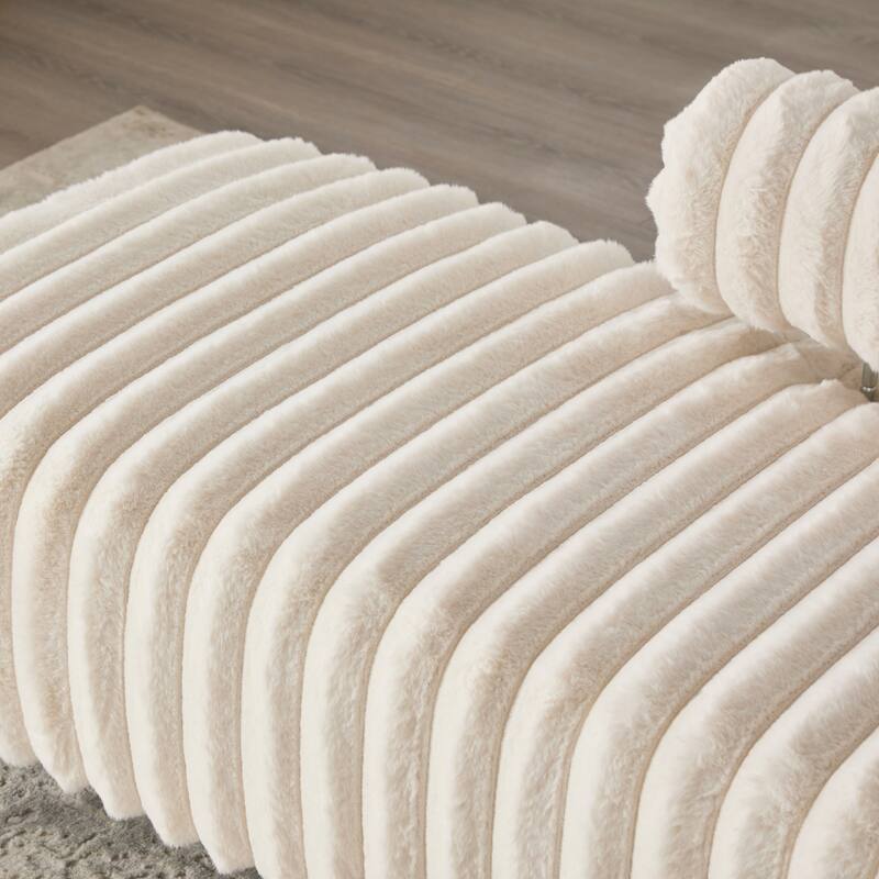 49.6"W Oversized Modern Upholstered Bench Ottoman with Metal Legs