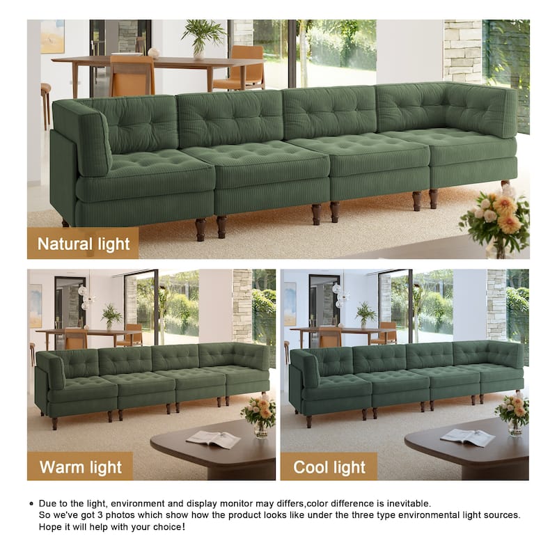 Oversized Modular Sectional Corduroy Fabric Tufted Sofa
