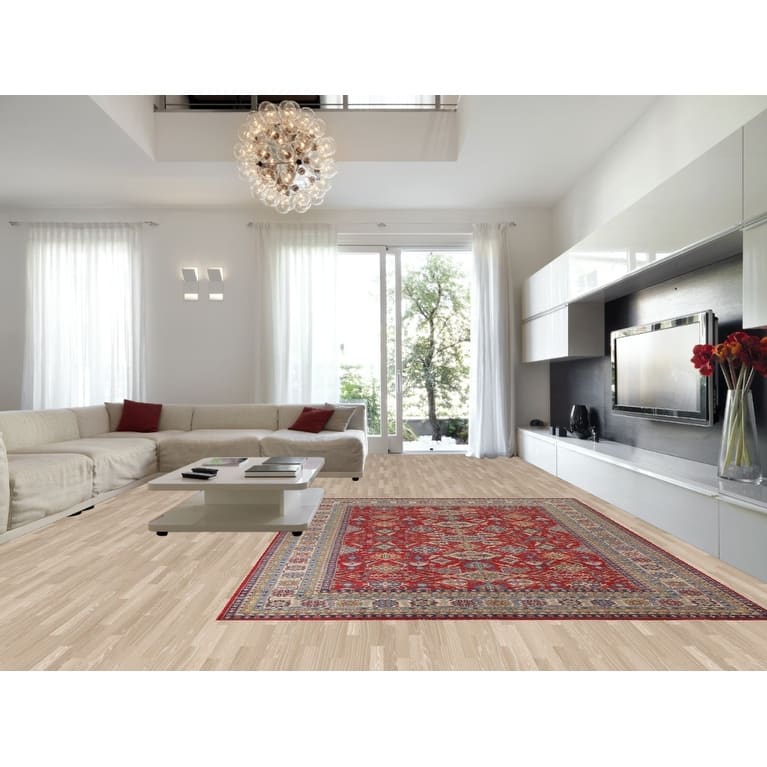 Traditional Red Geometric Kazak Oriental Area Rug Handmade Wool Carpet - 9'6"x 12'10"