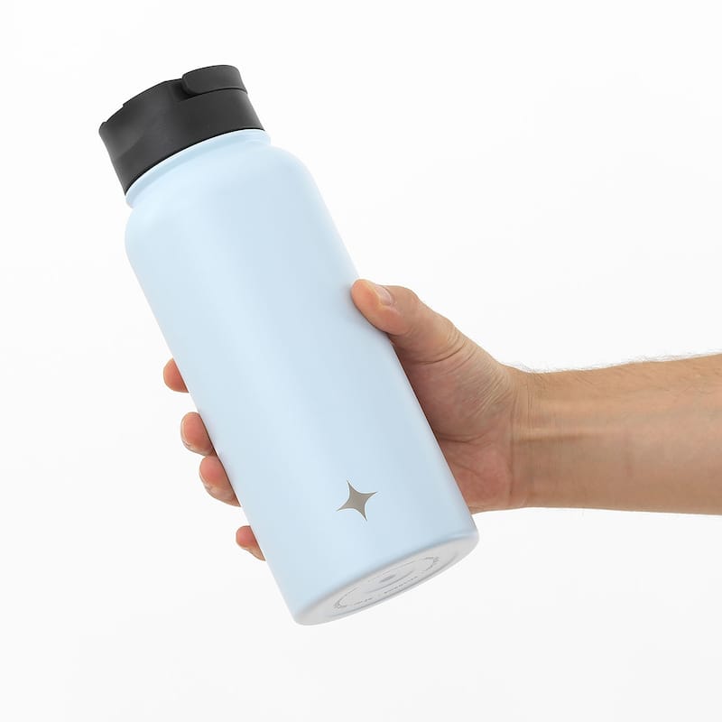 JoyJolt Vacuum Insulated Stainless Steel Water Bottle with Flip Lid & Sport Straw Lid - 32 oz