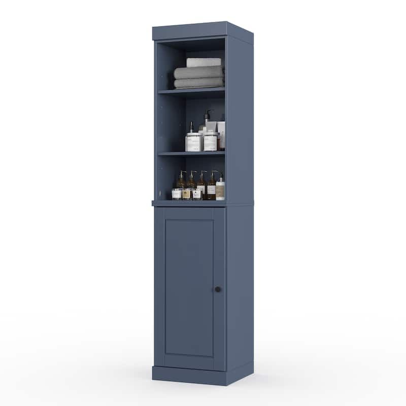 Palace Imports 100% Solid Wood 16.5" Bathroom Storage Cabinet with Solid Doors and Adjustable Shelves - Antique Blue