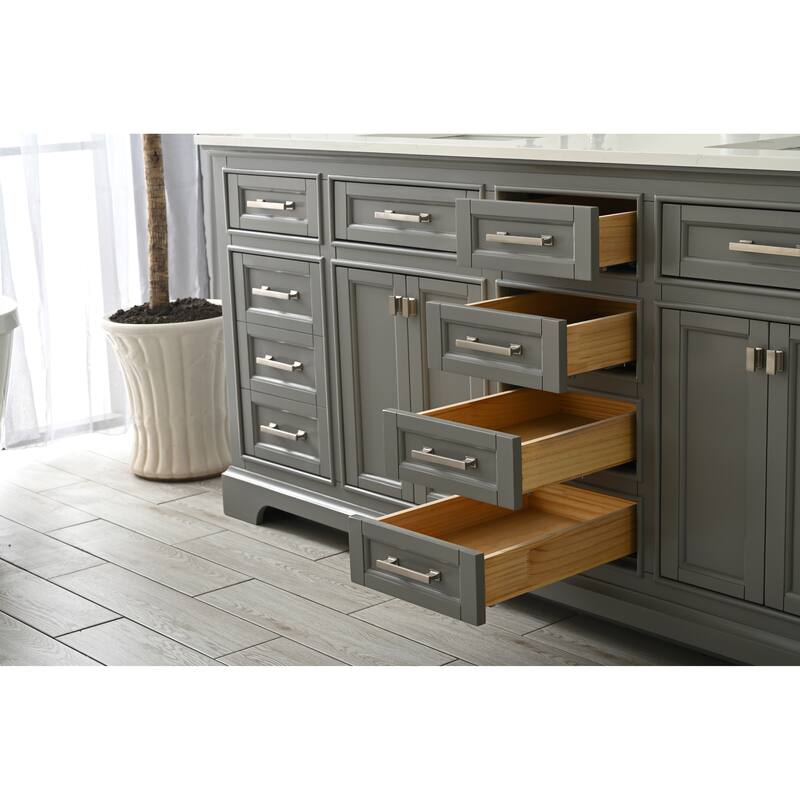 84" Milano Classic Double Bathroom Vanity in Gray