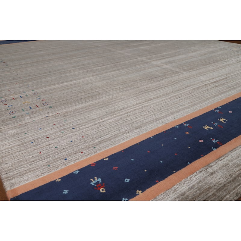 Hand Knotted Oriental 100% Wool Carpet Tribal Tribal Greys & Charcoal Gabbeh Area Rug - 10' 1'' X 8' 5''