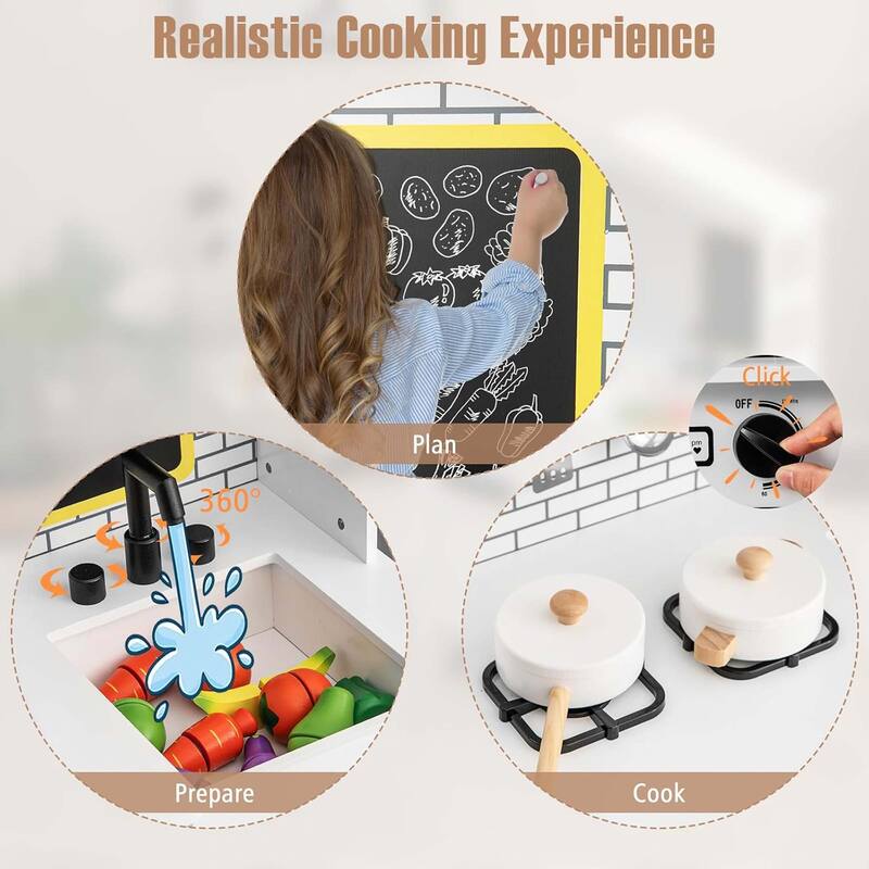 Kids Kitchen Playset Farmhouse Pretend Play Toddler Kitchen Set